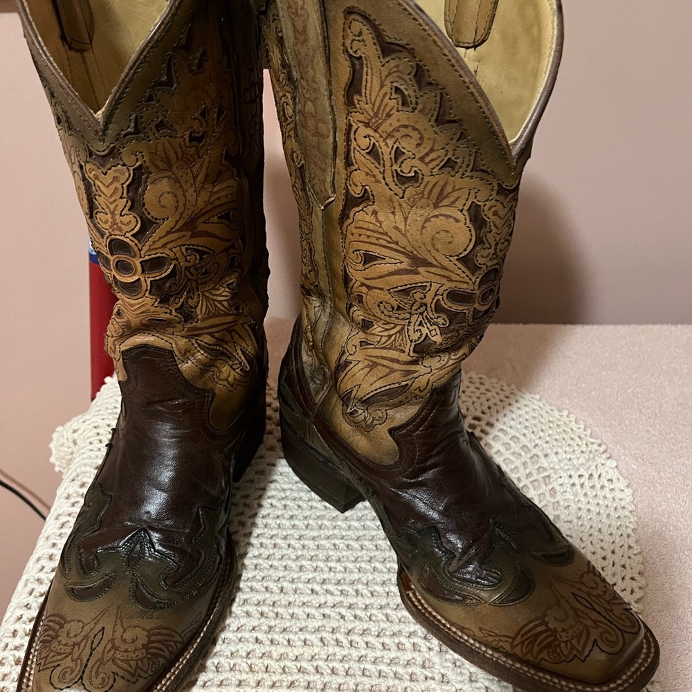 Corral Brown and Tan Heeled Boots